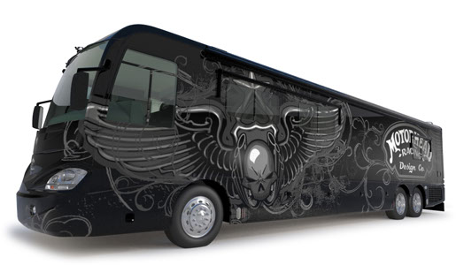 motorhead racing 3d bus illustration